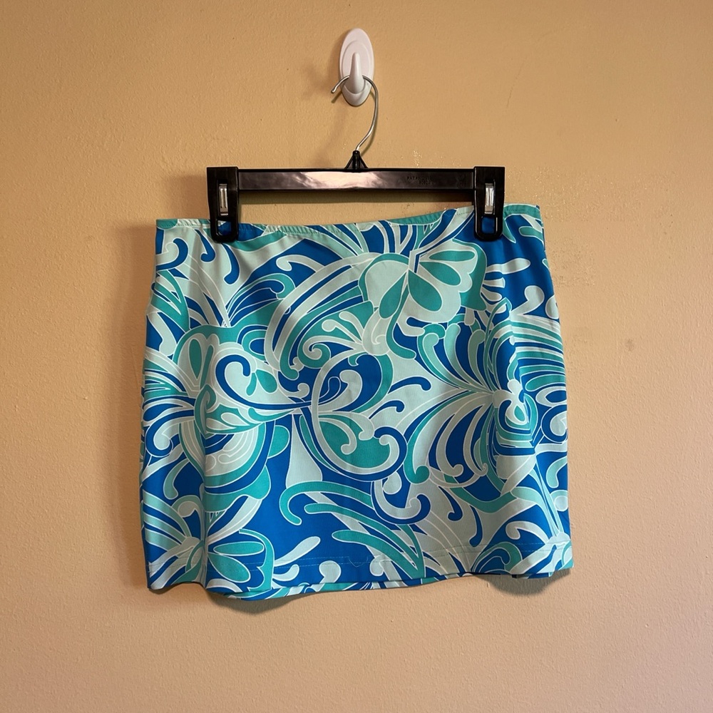 LBH vintage made in USA blue and green mini skirt with a flowy design size M